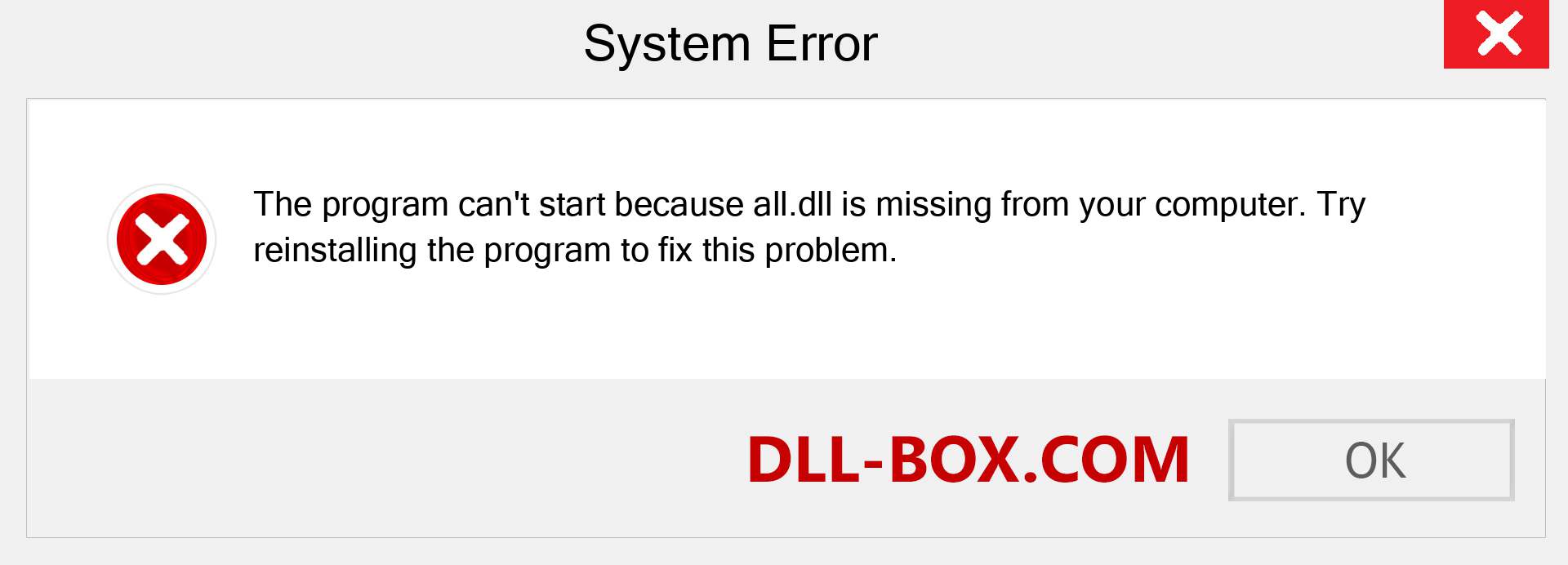  all.dll file is missing?. Download for Windows 7, 8, 10 - Fix  all dll Missing Error on Windows, photos, images